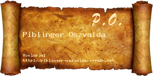 Piblinger Oszvalda névjegykártya